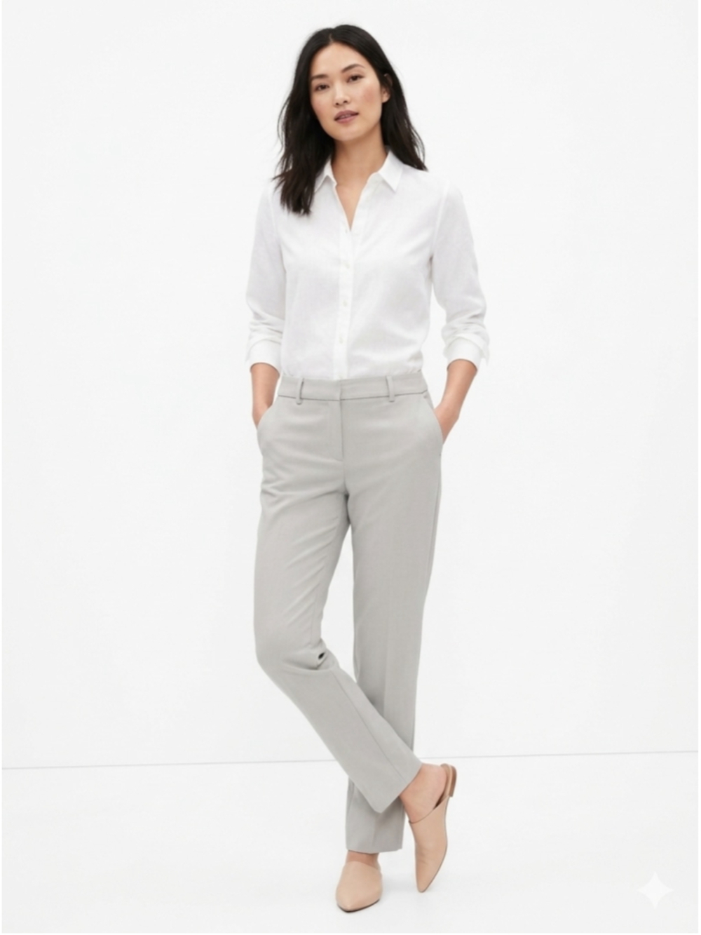 White House Black Market "The Slim Ankle" Pants Gray Size 10 classic Office- 484